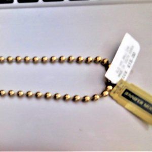 JENNIFER MOORE 4MM Ball Chain Necklace 16" Goldtone New w/tag Vintage